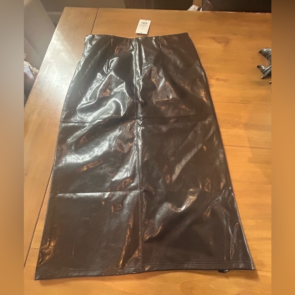 NWT A New Day Faux-Leather Midi Skirt Metallic - Picture 11 of 16